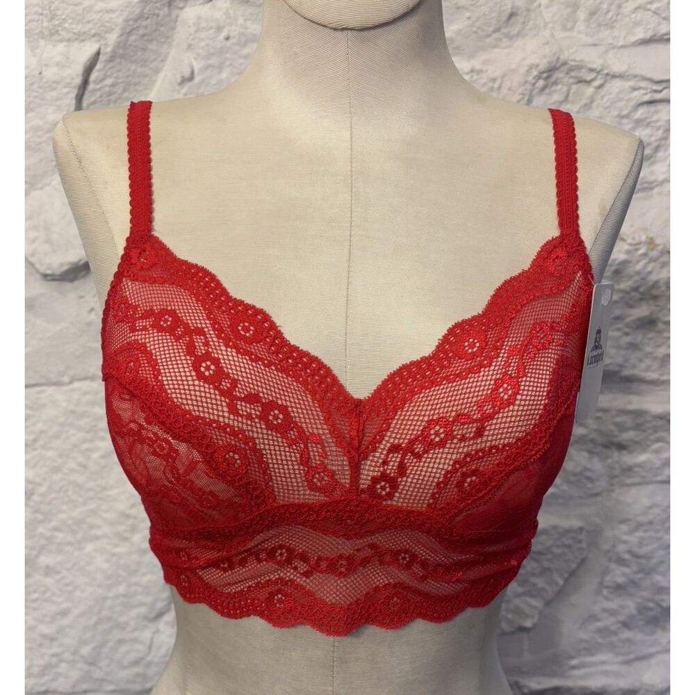 NWT b.tempt'd by Wacoal Ciao Bella Red Lace Bralette Bra Small Boudoir Romantic